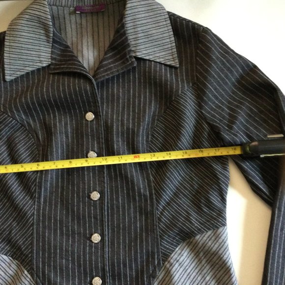 Cloarice Paris 2 pcs jacket and skirt suit 2P made in France black white strips - Picture 7 of 13